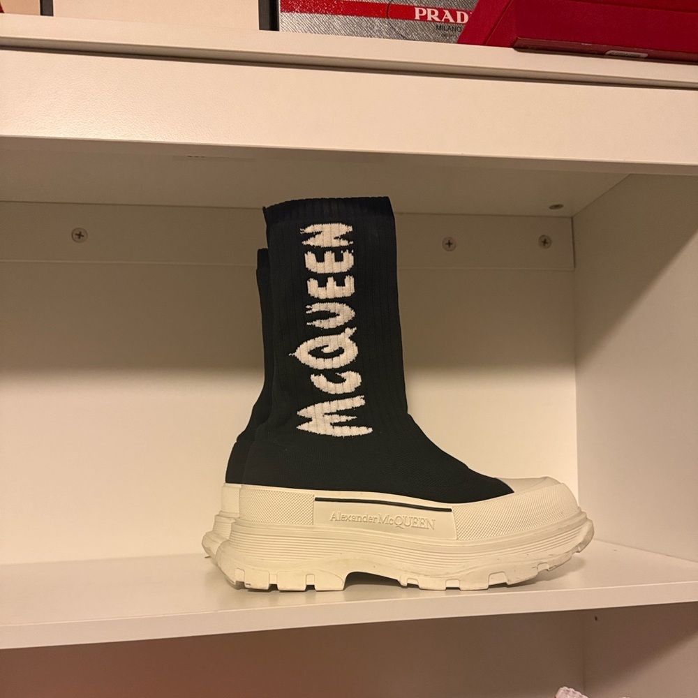 Alexander McQueen Black and White High-Top Sneakers